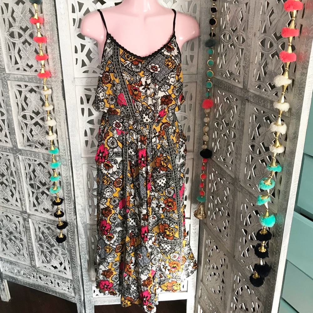 Boho chic flared  floral jumpsuit